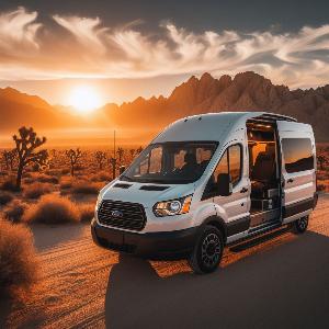 Ford Transit camper van, van life in Joshua Tree at sunset (16)